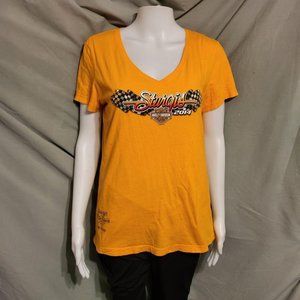 Orange, medium woman's Harley Davidson t-shirt